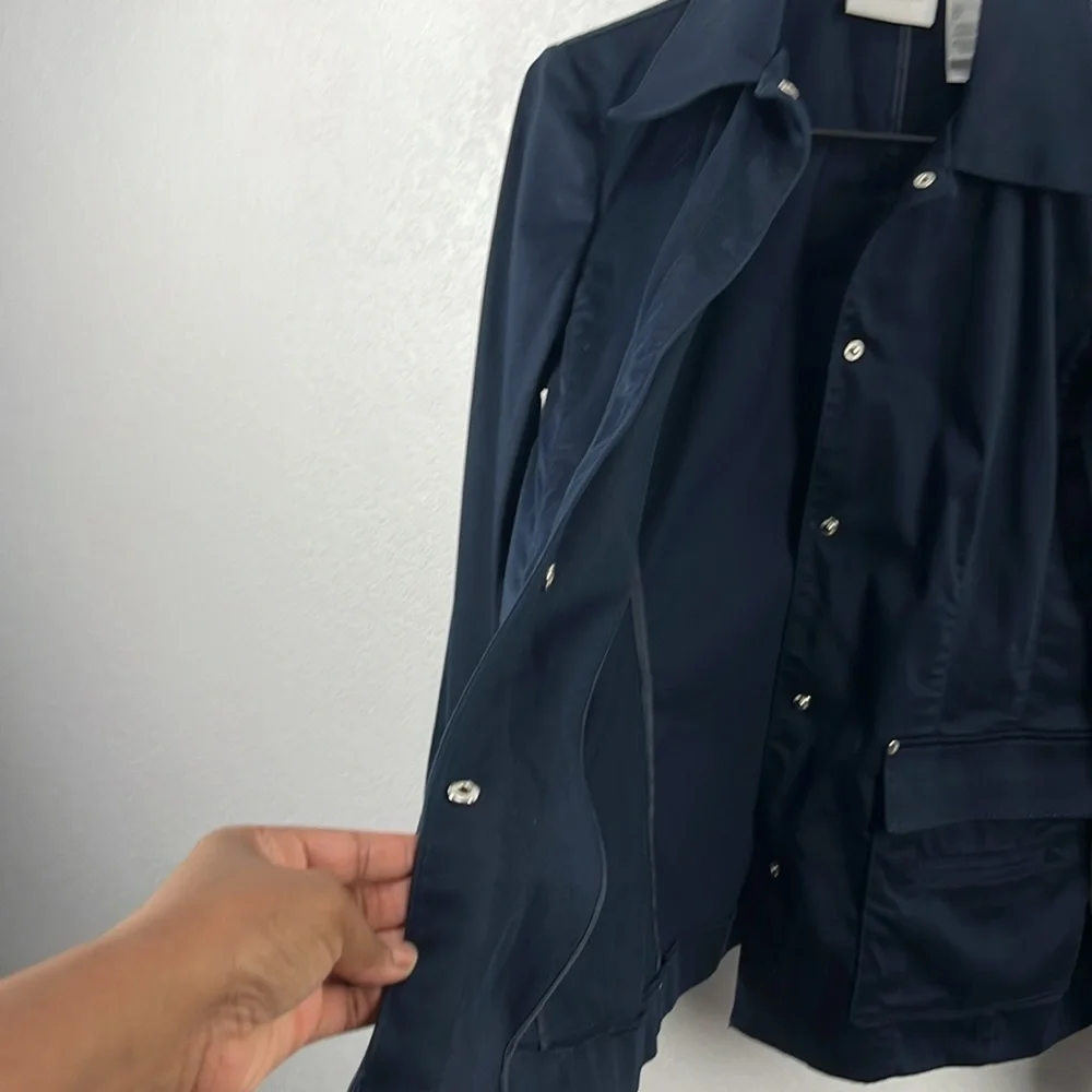 LIZ CLAIBORNE Women’s Sz S‎ Navy Blue Snap Button Jacket Coat Career Office